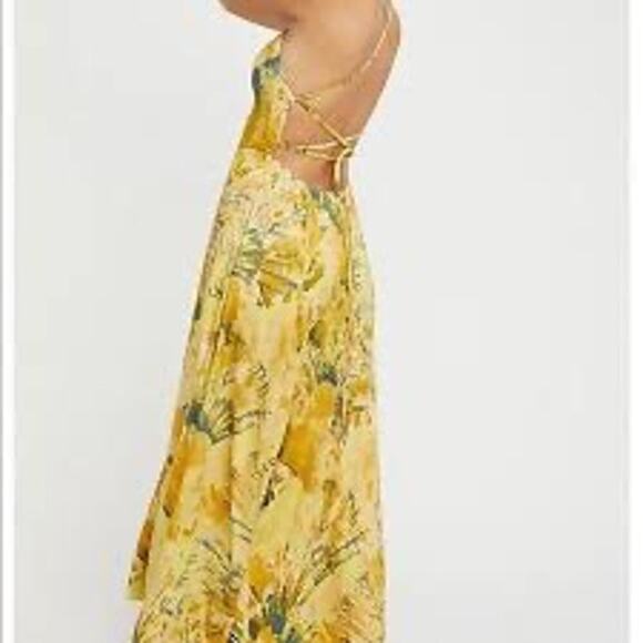 FREE PEOPLE Nellie Maxi Dress Abstract Strappy Back Romantic Beachy Size Small - Picture 2 of 16